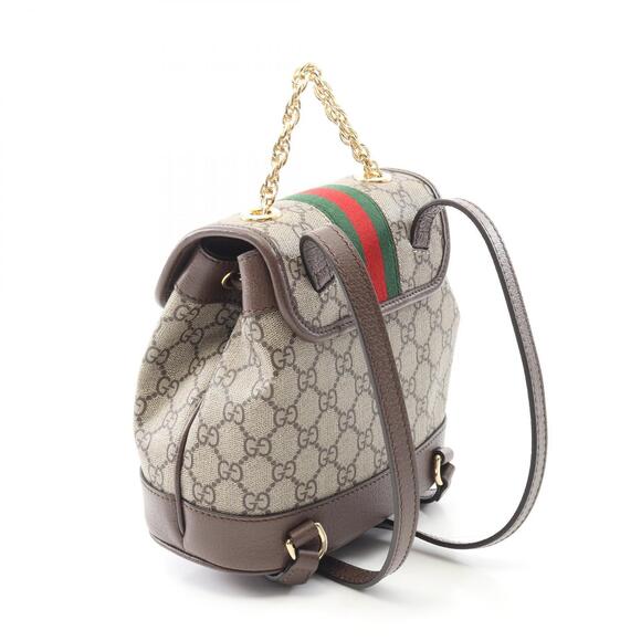 Gucci GG Supreme Backpack Bag Canvas Leather Beige Brown - Picture 2 of 4